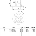 Rohrverbinder Runde Fußplatte durchgehend - Typ 10TA - 21,3 mm (Klemp)