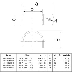 Table top mounting holder - Type 100B - 26,9 mm (Black) Klemp 6080Z100B Black Tubefittings