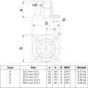 Rohrverbinder Quadratische Fußplatte - Typ 11A - 21,3 mm (Schwarz) (Klemp)