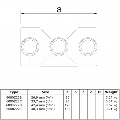 Two Socket Cross Typ 22E, 48,3 mm, Black (Klemp) Two Socket Cross Typ 22E, 48,3 mm, Black (Klemp)