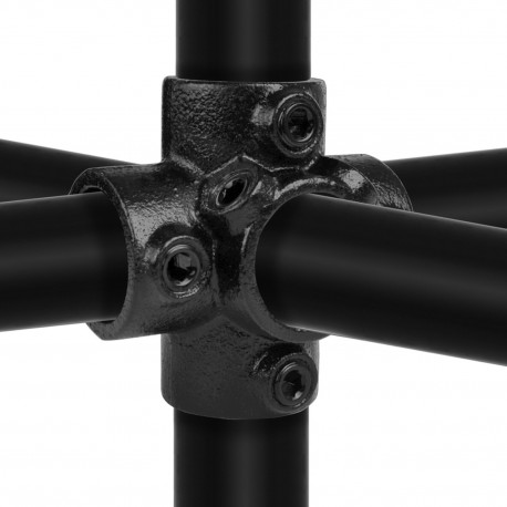 Four Socket Cross Typ 26B, 26,9 mm, Black (Klemp) - Black Tubefittings