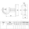 Rohrverbinder Handlaufhalterung, offen - Typ 35B - 26,9 mm (Schwarz) (Klemp)