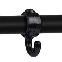 Rohrverbinder Stellring mit Haken. Haken 90° schmal - Typ 64A - 21,3 mm (Schwarz) - Schwarze Rohrverbindungen - Klemp