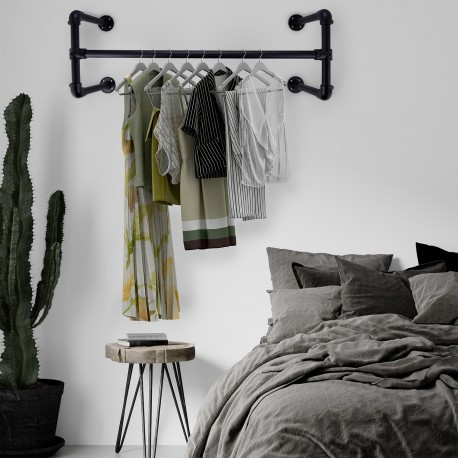 KLEMP Industrial Kleiderstange Metall Schwarz Industrieller Stil