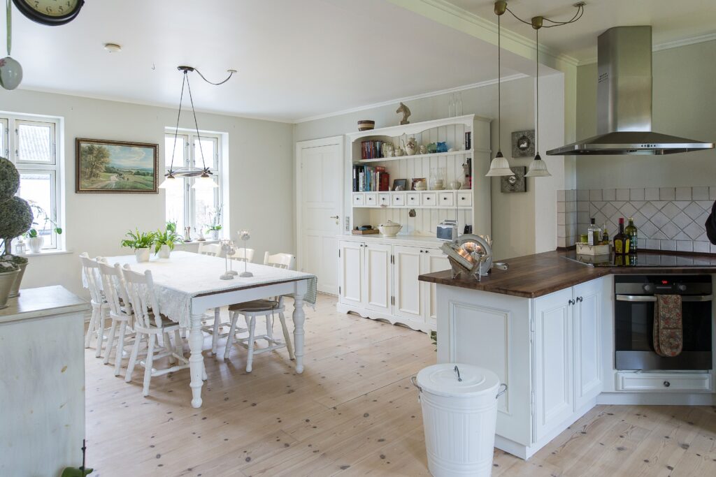wooden worktop for a white kitchen